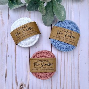 Handmade Crochet Face Scrubbies Set - White